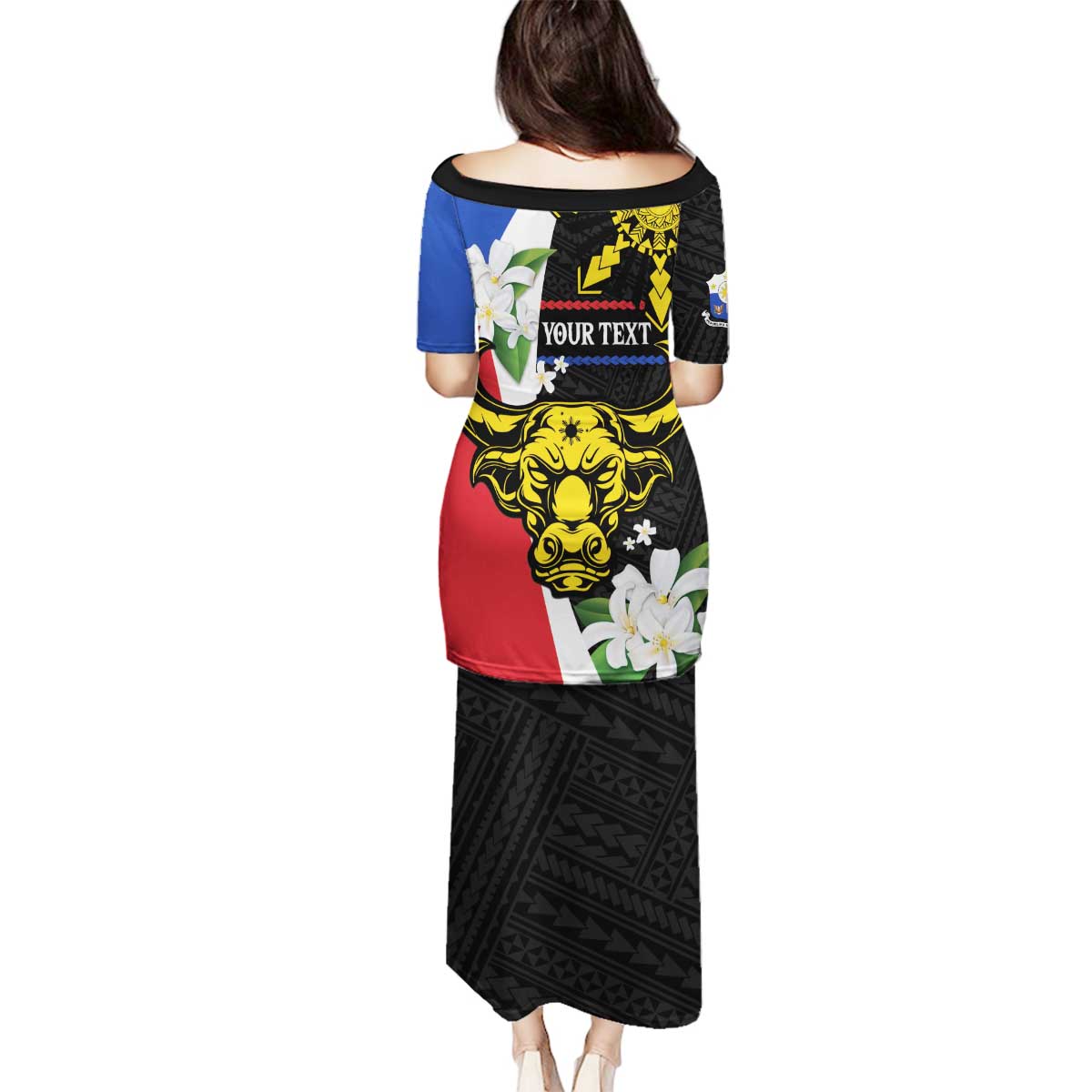 Personalised Philippines Carabao Family Matching Puletasi and Hawaiian Shirt Filipino Sun Mix Sampaguita Flower LT14 - Polynesian Pride