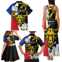 Personalised Philippines Carabao Family Matching Tank Maxi Dress and Hawaiian Shirt Filipino Sun Mix Sampaguita Flower LT14 - Polynesian Pride