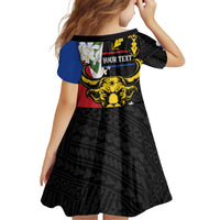 Personalised Philippines Carabao Kid Short Sleeve Dress Filipino Sun Mix Sampaguita Flower LT14 - Polynesian Pride