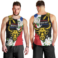 Personalised Philippines Carabao Men Tank Top Filipino Sun Mix Sampaguita Flower