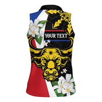 Personalised Philippines Carabao Women Sleeveless Polo Shirt Filipino Sun Mix Sampaguita Flower LT14 - Polynesian Pride