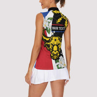 Personalised Philippines Carabao Women Sleeveless Polo Shirt Filipino Sun Mix Sampaguita Flower LT14 - Polynesian Pride