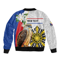 Personalised Philippines Eagle Bomber Jacket Filipino Sun Mix Sampaguita Flower