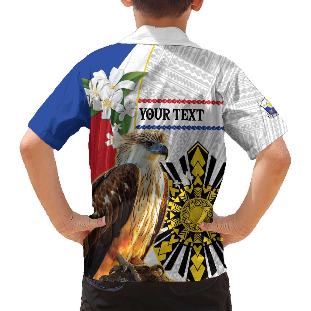 Personalised Philippines Eagle Family Matching Long Sleeve Bodycon Dress and Hawaiian Shirt Filipino Sun Mix Sampaguita Flower LT14 - Polynesian Pride