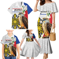 Personalised Philippines Eagle Family Matching Mermaid Dress and Hawaiian Shirt Filipino Sun Mix Sampaguita Flower LT14 - Polynesian Pride