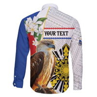 Personalised Philippines Eagle Family Matching Off The Shoulder Long Sleeve Dress and Hawaiian Shirt Filipino Sun Mix Sampaguita Flower LT14 - Polynesian Pride