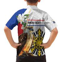 Personalised Philippines Eagle Family Matching Off Shoulder Maxi Dress and Hawaiian Shirt Filipino Sun Mix Sampaguita Flower LT14 - Polynesian Pride