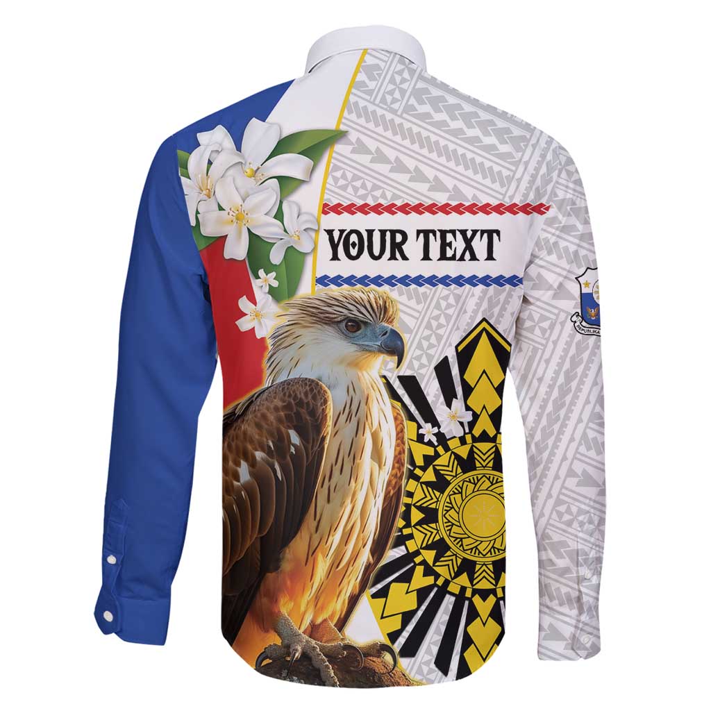Personalised Philippines Eagle Family Matching Off Shoulder Short Dress and Hawaiian Shirt Filipino Sun Mix Sampaguita Flower LT14 - Polynesian Pride
