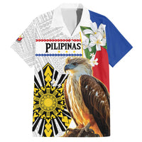 Personalised Philippines Eagle Family Matching Short Sleeve Bodycon Dress and Hawaiian Shirt Filipino Sun Mix Sampaguita Flower LT14 Dad's Shirt - Short Sleeve White - Polynesian Pride
