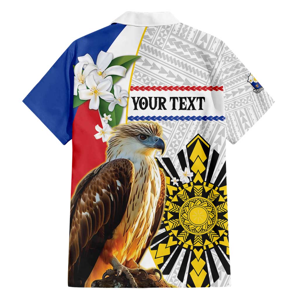 Personalised Philippines Eagle Family Matching Short Sleeve Bodycon Dress and Hawaiian Shirt Filipino Sun Mix Sampaguita Flower LT14 - Polynesian Pride