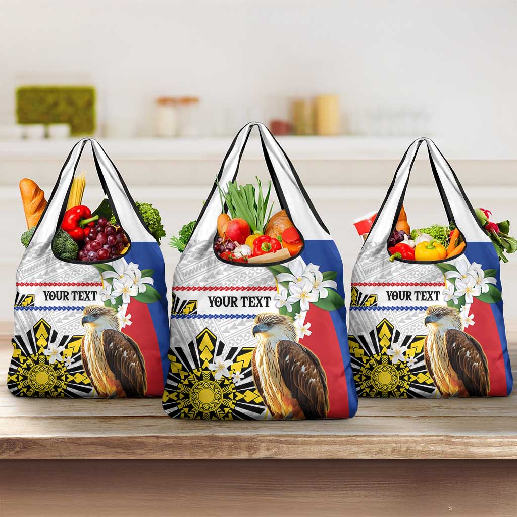 Personalised Philippines Eagle Grocery Bag Filipino Sun Mix Sampaguita Flower