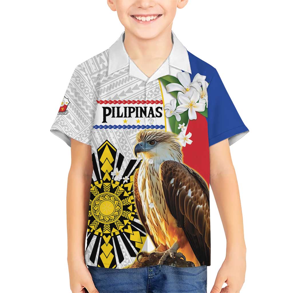 Personalised Philippines Eagle Kid Hawaiian Shirt Filipino Sun Mix Sampaguita Flower