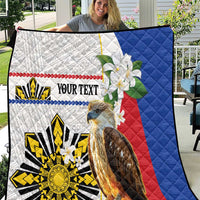 Personalised Philippines Eagle Quilt Filipino Sun Mix Sampaguita Flower LT14 White - Polynesian Pride