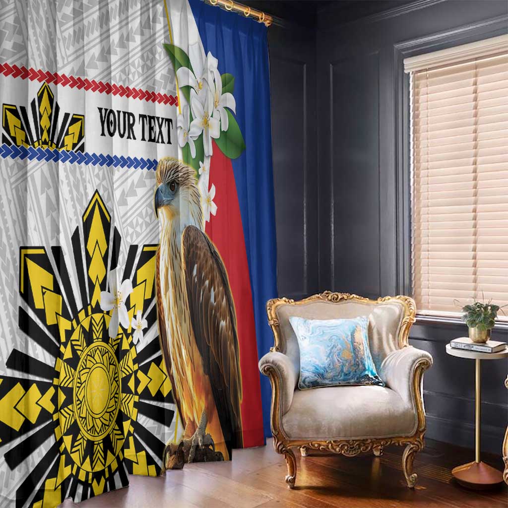 Personalised Philippines Eagle Window Curtain Filipino Sun Mix Sampaguita Flower LT14 - Polynesian Pride