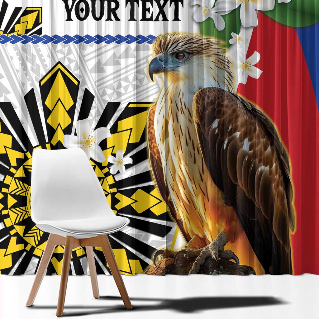 Personalised Philippines Eagle Window Curtain Filipino Sun Mix Sampaguita Flower LT14 - Polynesian Pride