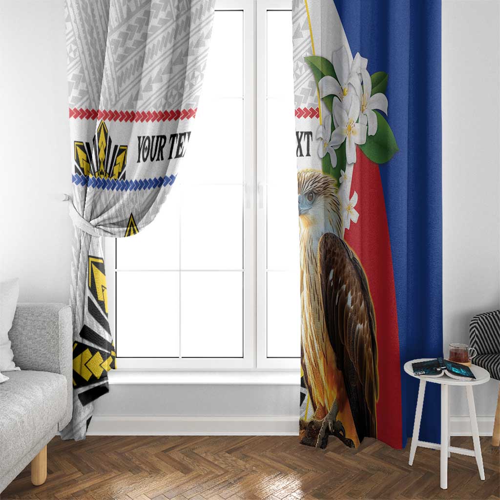 Personalised Philippines Eagle Window Curtain Filipino Sun Mix Sampaguita Flower LT14 - Polynesian Pride