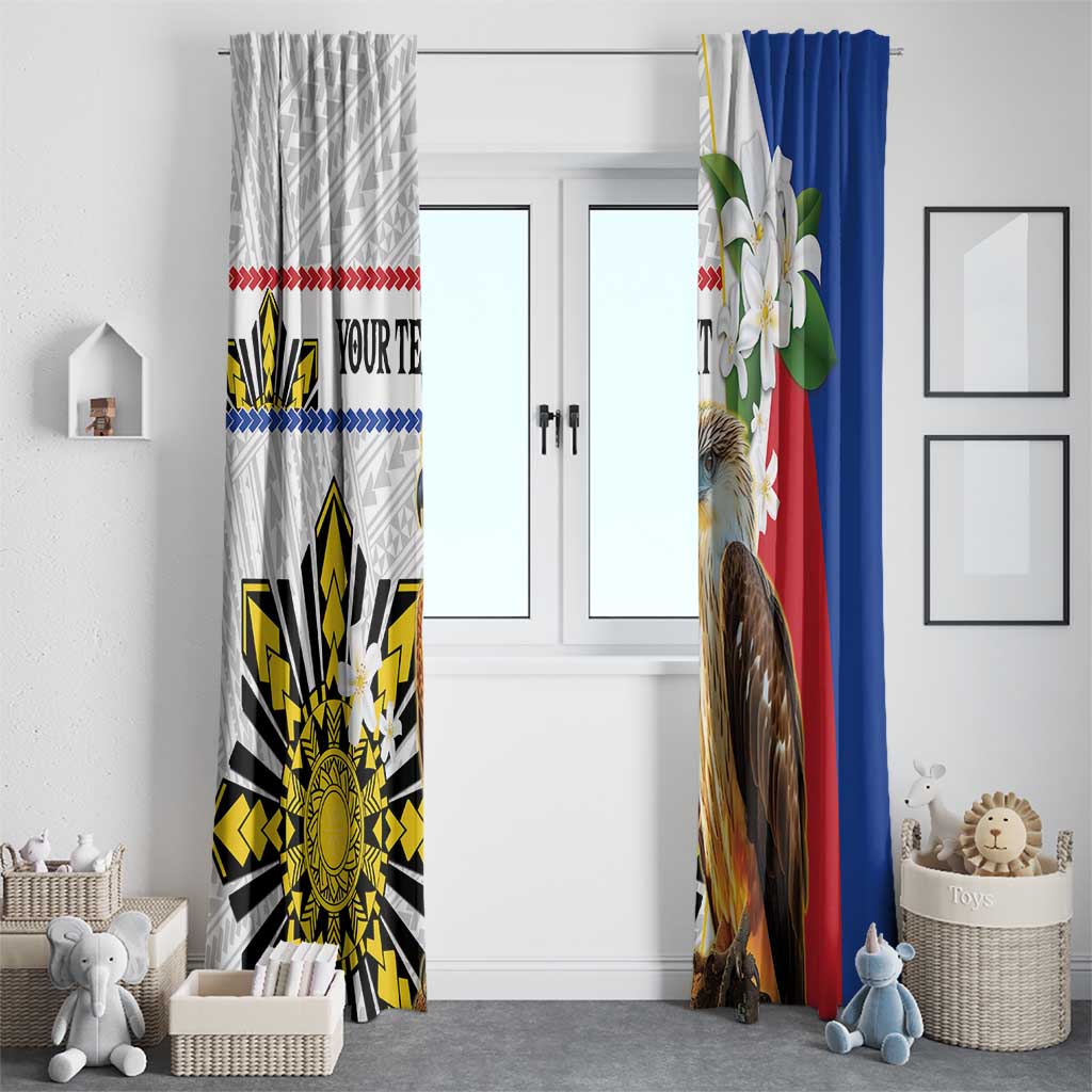 Personalised Philippines Eagle Window Curtain Filipino Sun Mix Sampaguita Flower LT14 - Polynesian Pride