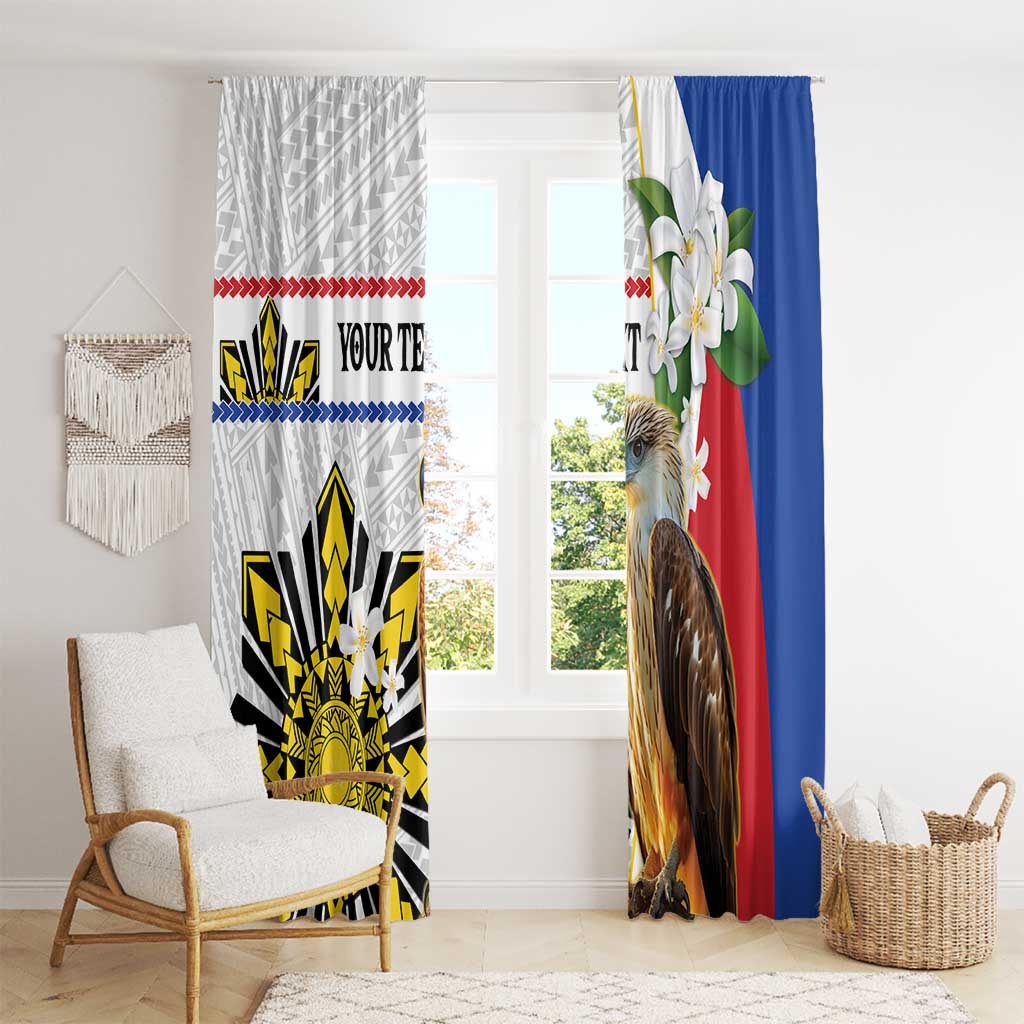 Personalised Philippines Eagle Window Curtain Filipino Sun Mix Sampaguita Flower LT14 - Polynesian Pride