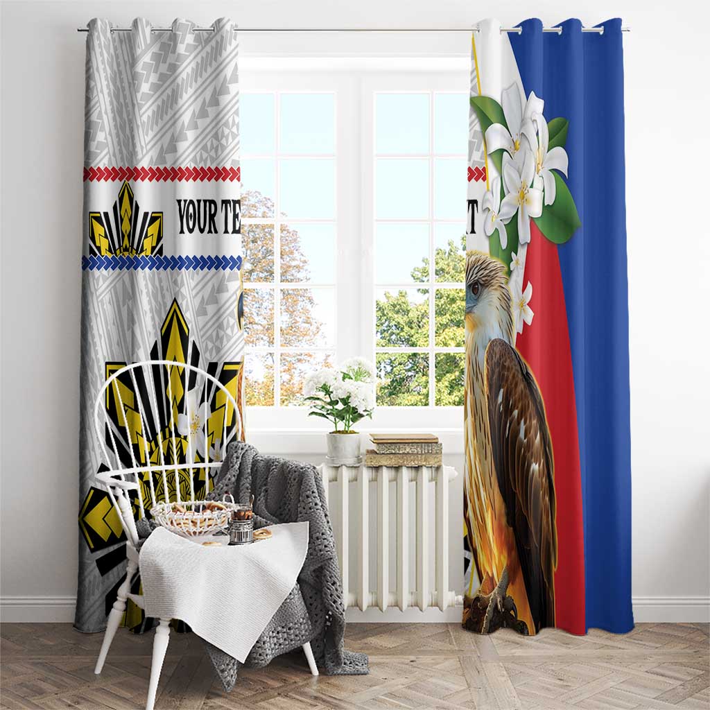 Personalised Philippines Eagle Window Curtain Filipino Sun Mix Sampaguita Flower LT14 - Polynesian Pride