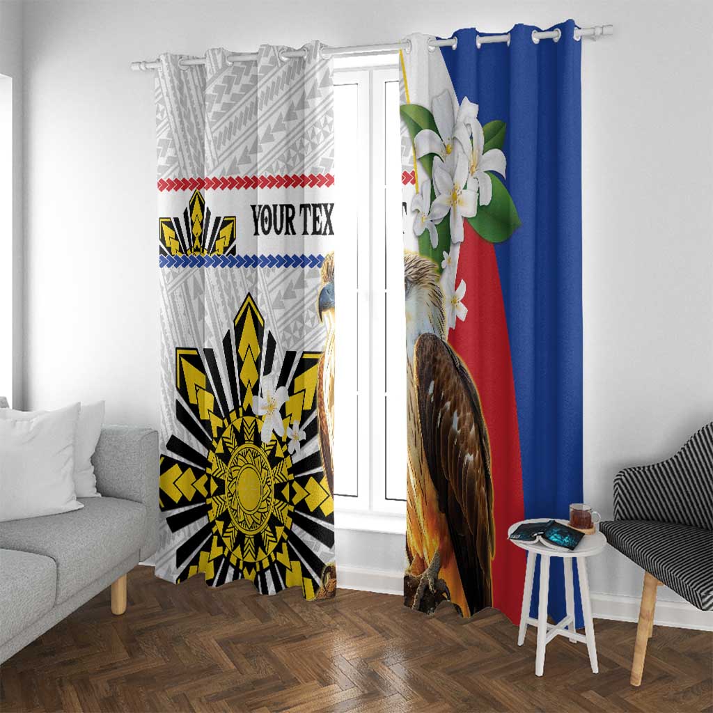 Personalised Philippines Eagle Window Curtain Filipino Sun Mix Sampaguita Flower LT14 With Grommets White - Polynesian Pride