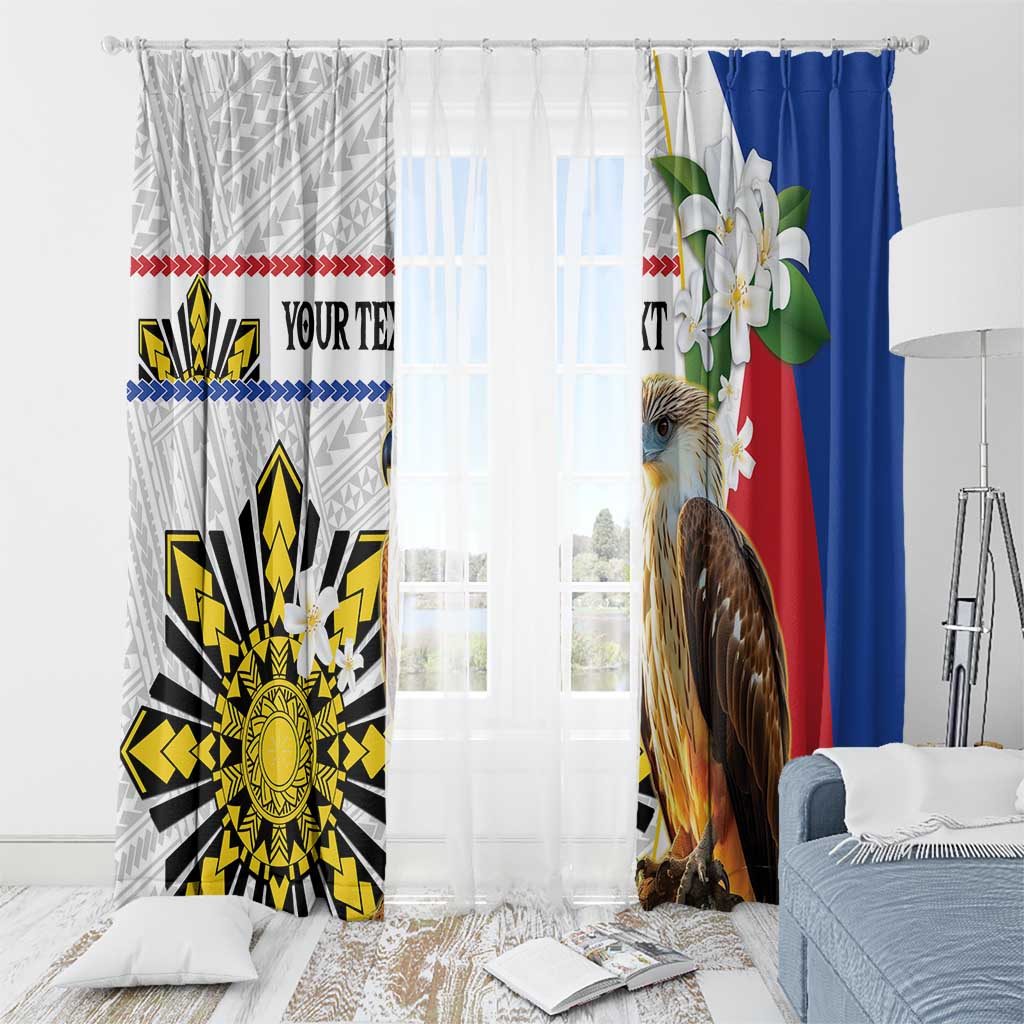 Personalised Philippines Eagle Window Curtain Filipino Sun Mix Sampaguita Flower LT14 - Polynesian Pride