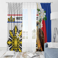 Personalised Philippines Eagle Window Curtain Filipino Sun Mix Sampaguita Flower LT14 - Polynesian Pride