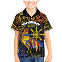 Philippines Sarimanok Family Matching Mermaid Dress and Hawaiian Shirt Papanok Legendary Bird Okir Polynesian Pattern LT14 Son's Shirt Black - Polynesian Pride