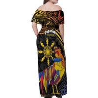 Philippines Sarimanok Family Matching Off Shoulder Maxi Dress and Hawaiian Shirt Papanok Legendary Bird Okir Polynesian Pattern LT14 - Polynesian Pride