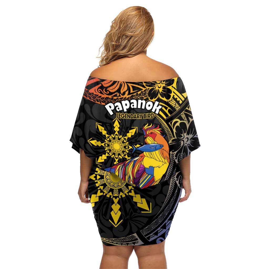 Philippines Sarimanok Family Matching Off Shoulder Short Dress and Hawaiian Shirt Papanok Legendary Bird Okir Polynesian Pattern LT14 - Polynesian Pride