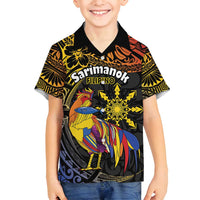 Philippines Sarimanok Family Matching Off Shoulder Short Dress and Hawaiian Shirt Papanok Legendary Bird Okir Polynesian Pattern LT14 Son's Shirt Black - Polynesian Pride