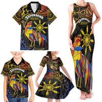 Philippines Sarimanok Family Matching Tank Maxi Dress and Hawaiian Shirt Papanok Legendary Bird Okir Polynesian Pattern LT14 - Polynesian Pride
