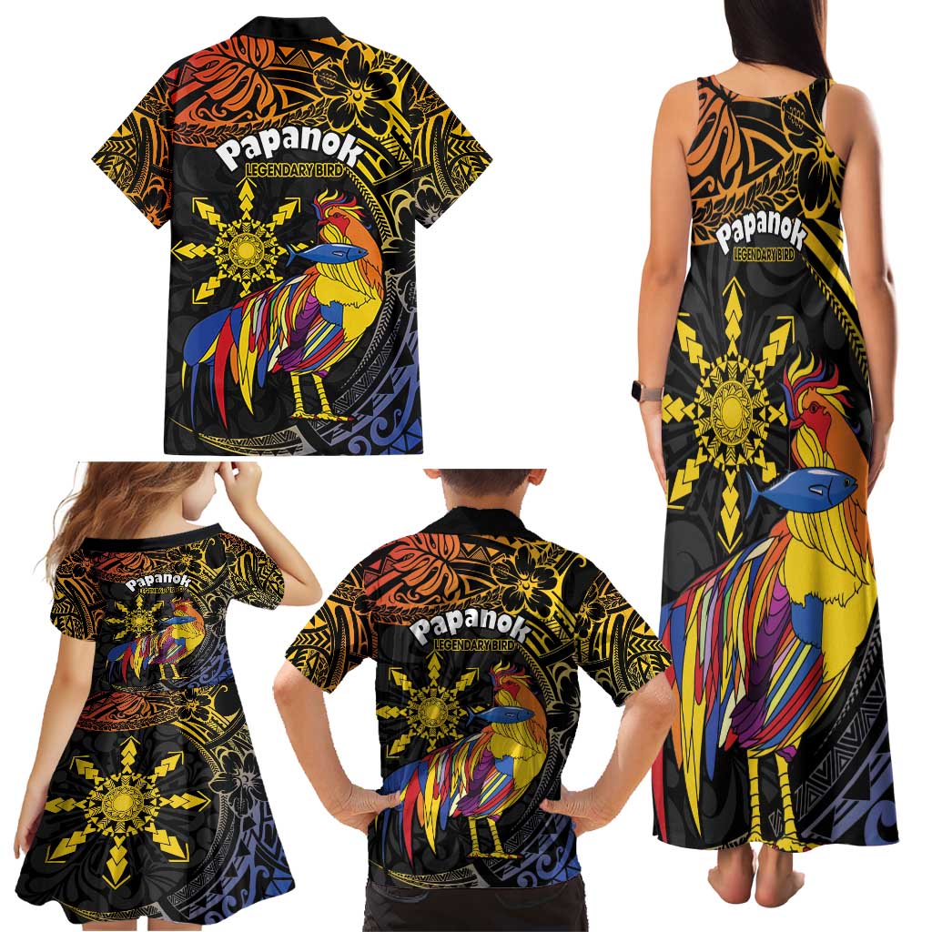 Philippines Sarimanok Family Matching Tank Maxi Dress and Hawaiian Shirt Papanok Legendary Bird Okir Polynesian Pattern LT14 - Polynesian Pride