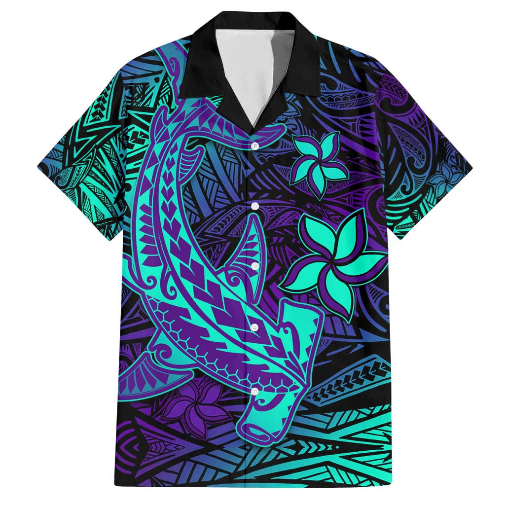Purple Polynesian Family Matching Long Sleeve Bodycon Dress and Hawaiian Shirt Tribal Hammerhead Shark LT14 Dad's Shirt - Short Sleeve Purple - Polynesian Pride