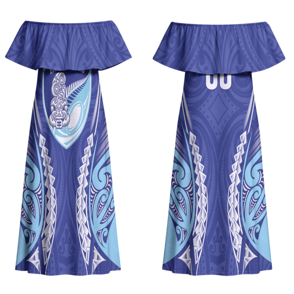 Northland 2026 Rugby Custom Couples Matching Off Shoulder Maxi Dress and Long Sleeve Button Shirt NZ Maori Silver Fern LT14 - Polynesian Pride