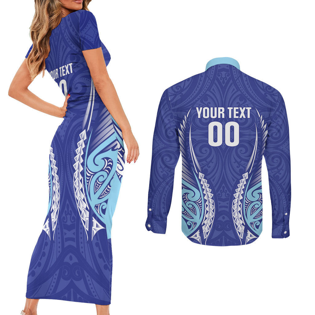 Northland 2026 Rugby Custom Couples Matching Short Sleeve Bodycon Dress and Long Sleeve Button Shirt NZ Maori Silver Fern LT14 - Polynesian Pride