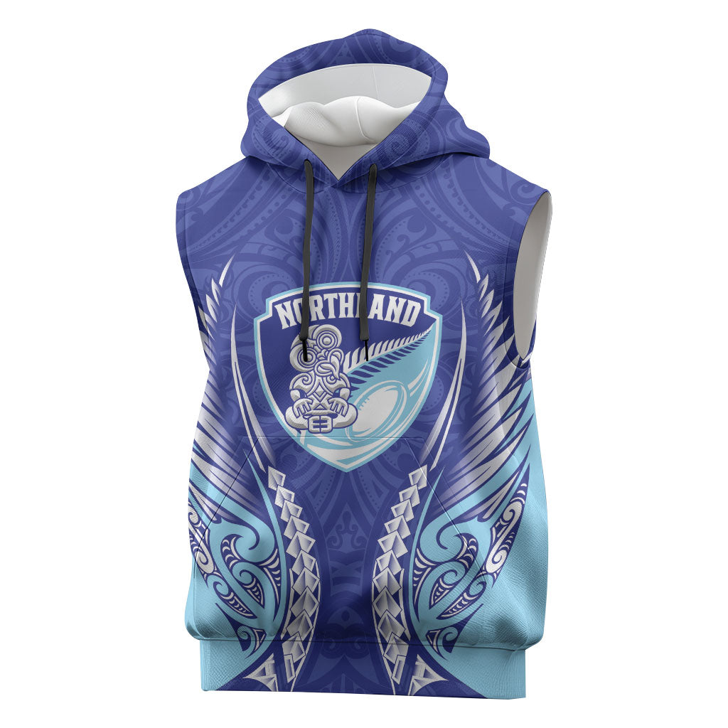 Northland 2026 Rugby Custom Sleeveless Hoodie NZ Maori Silver Fern LT14 Blue - Polynesian Pride