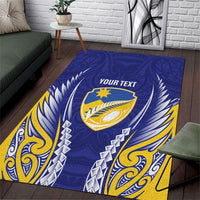 Otago 2026 Rugby Custom Area Rug NZ Maori Silver Fern LT14 Blue - Polynesian Pride