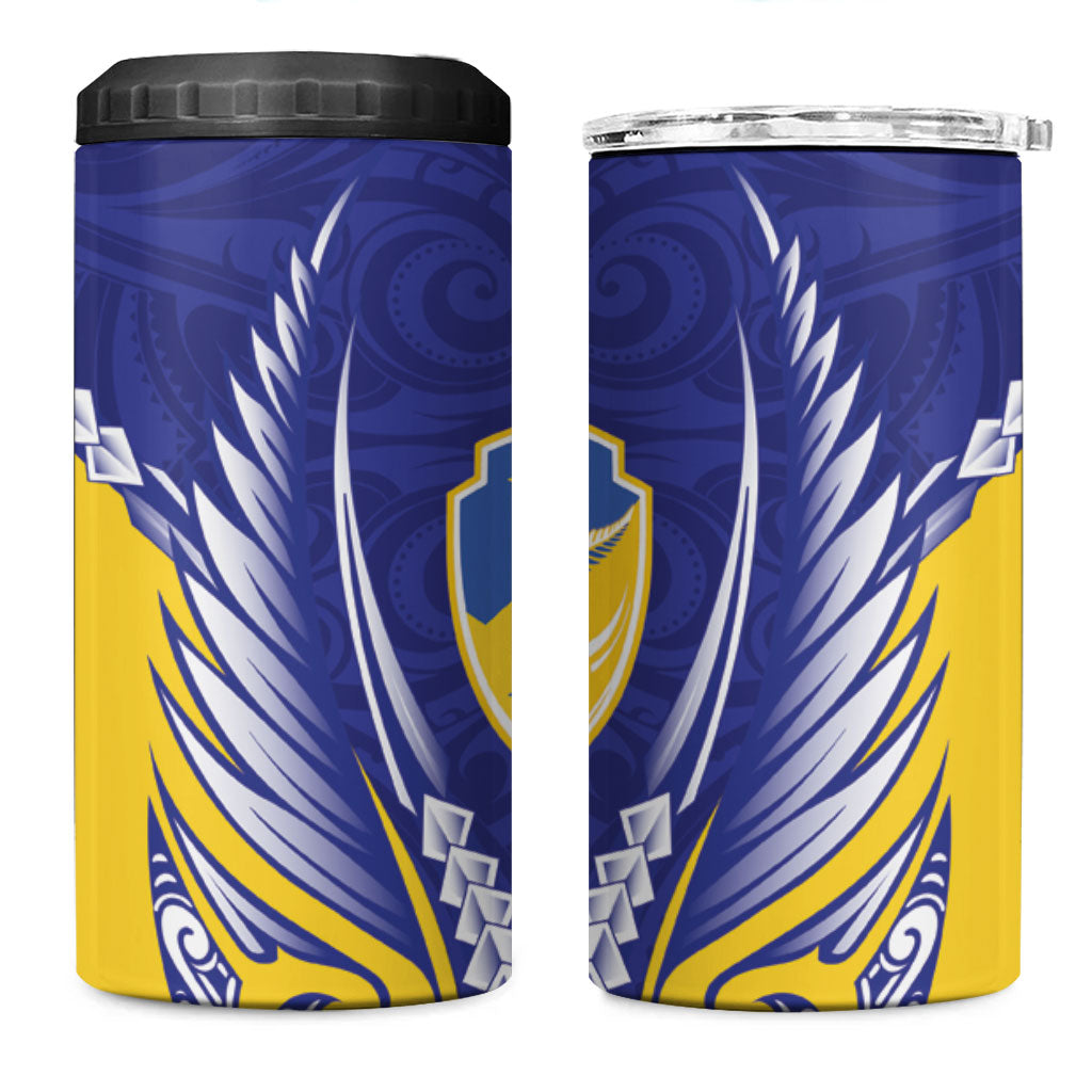 Otago 2026 Rugby Custom 4 in 1 Can Cooler Tumbler NZ Maori Silver Fern LT14 One Size: 16 oz Blue - Polynesian Pride