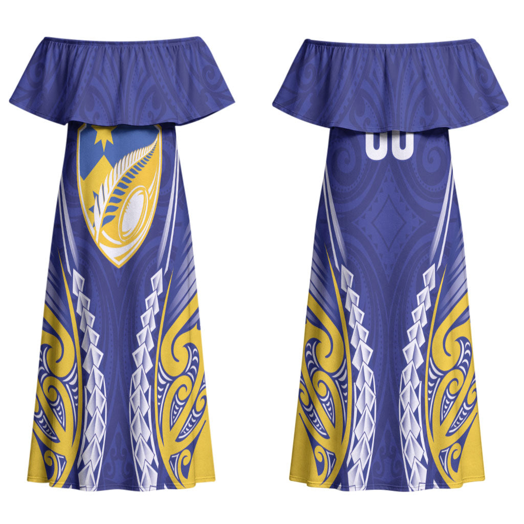 Otago 2026 Rugby Custom Couples Matching Off Shoulder Maxi Dress and Hawaiian Shirt NZ Maori Silver Fern LT14 - Polynesian Pride