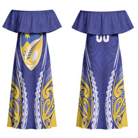 Otago 2026 Rugby Custom Couples Matching Off Shoulder Maxi Dress and Hawaiian Shirt NZ Maori Silver Fern LT14 - Polynesian Pride