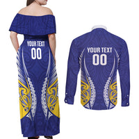 Otago 2026 Rugby Custom Couples Matching Off Shoulder Maxi Dress and Long Sleeve Button Shirt NZ Maori Silver Fern