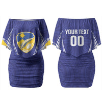 Otago 2026 Rugby Custom Couples Matching Off Shoulder Short Dress and Long Sleeve Button Shirt NZ Maori Silver Fern LT14 - Polynesian Pride