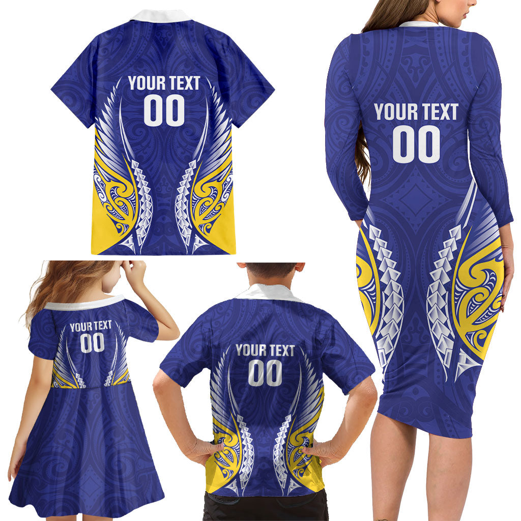 Otago 2026 Rugby Custom Family Matching Long Sleeve Bodycon Dress and Hawaiian Shirt NZ Maori Silver Fern LT14 - Polynesian Pride