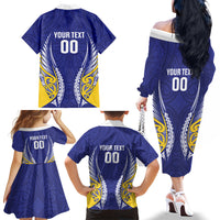 Otago 2026 Rugby Custom Family Matching Off The Shoulder Long Sleeve Dress and Hawaiian Shirt NZ Maori Silver Fern LT14 - Polynesian Pride