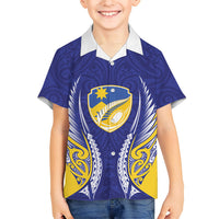 Otago 2026 Rugby Custom Family Matching Summer Maxi Dress and Hawaiian Shirt NZ Maori Silver Fern LT14 Son's Shirt Blue - Polynesian Pride