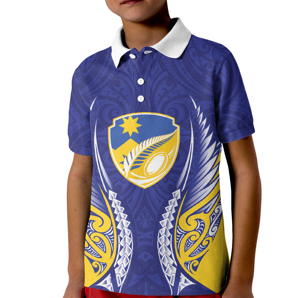 Otago 2026 Rugby Custom Kid Polo Shirt NZ Maori Silver Fern LT14 Kid Blue - Polynesian Pride