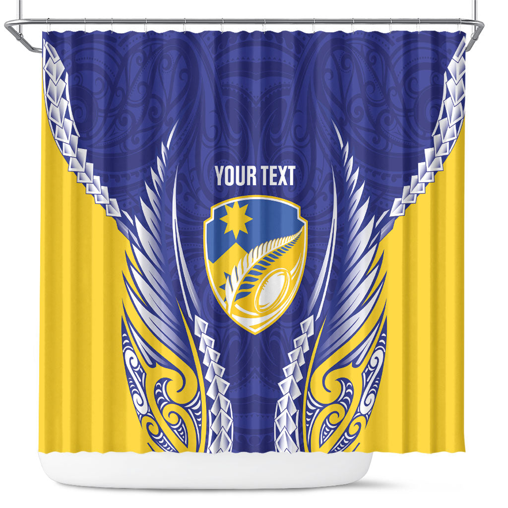 Otago 2026 Rugby Custom Shower Curtain NZ Maori Silver Fern LT14 Blue - Polynesian Pride