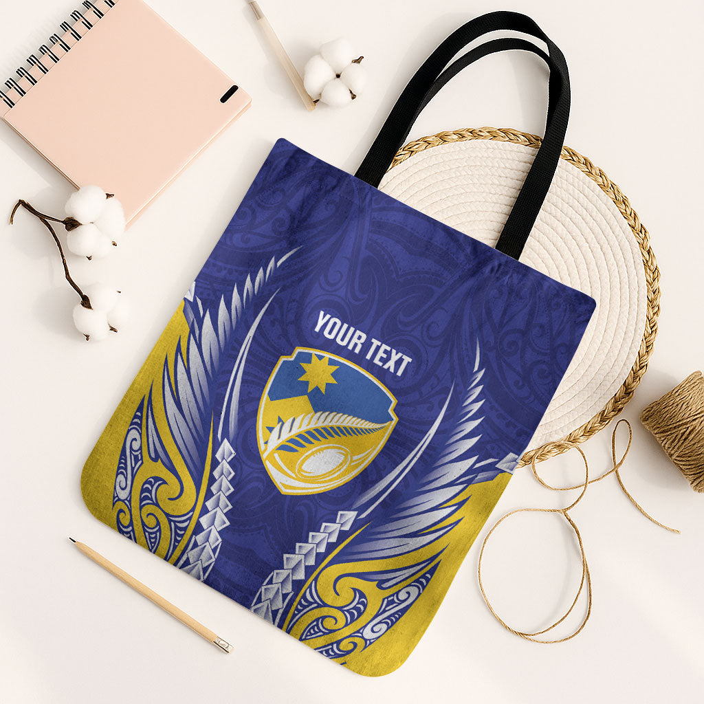 Otago 2026 Rugby Custom Tote Bag NZ Maori Silver Fern LT14 Black Strap One Size Blue - Polynesian Pride