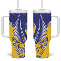 Otago 2026 Rugby Custom Tumbler With Handle NZ Maori Silver Fern LT14 One Size: 40 oz Blue - Polynesian Pride