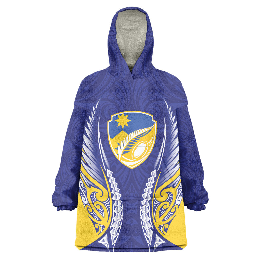 Otago 2026 Rugby Custom Wearable Blanket Hoodie NZ Maori Silver Fern LT14 One Size Blue - Polynesian Pride